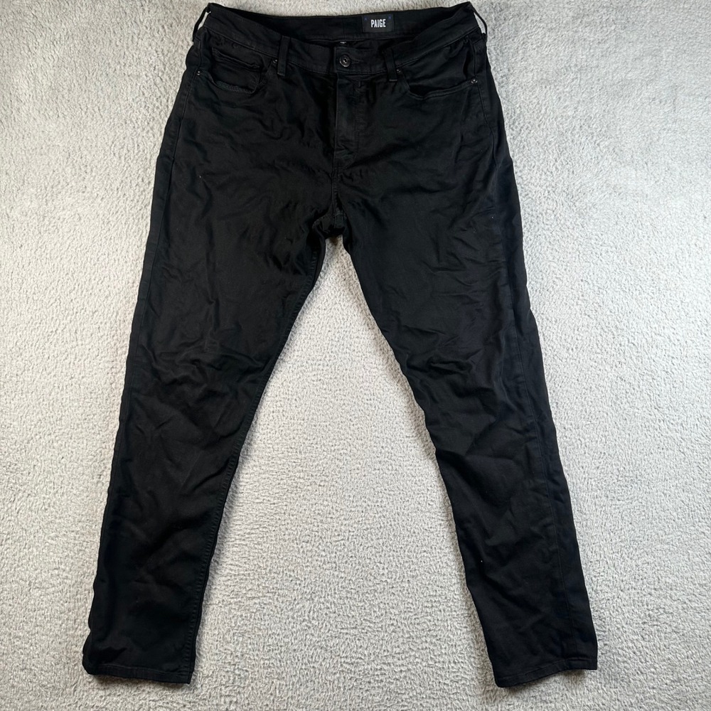 PAIGE Lennox Slim Fit Jeans Mens Black Transcend Stretch Denim Pants 34x34